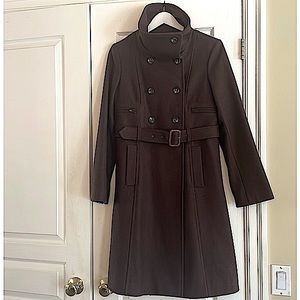 BCBG Max Azria Brown Military Style Wool Coat size M